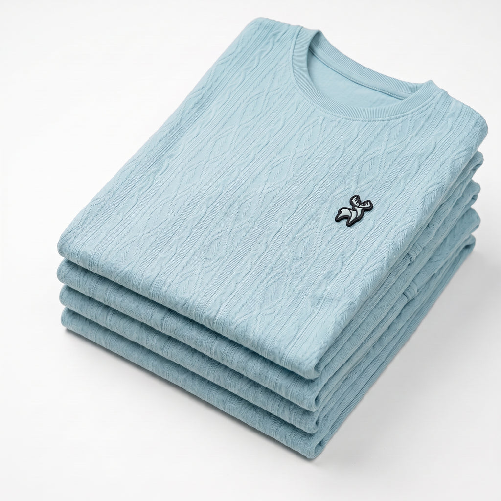 Textured Knit Tee (Sky)