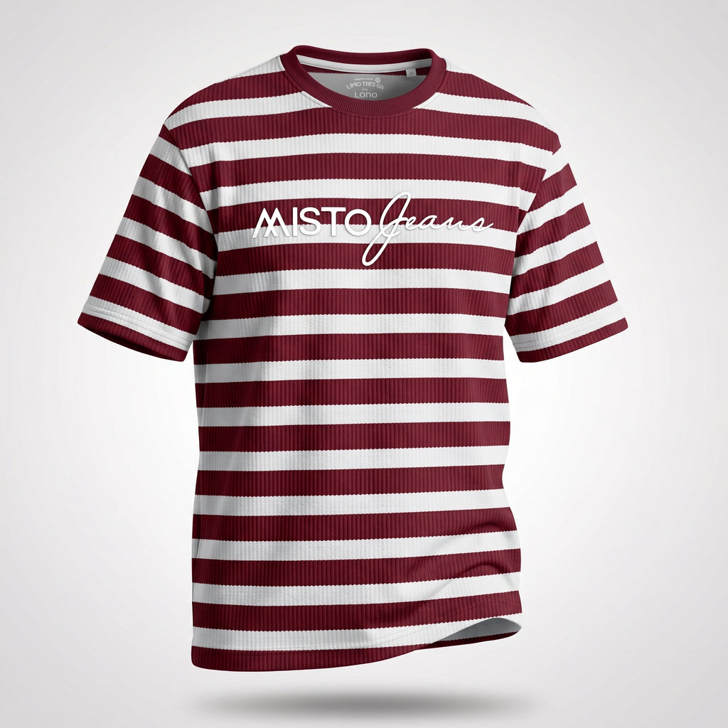Misto Striped Tee Burgundy