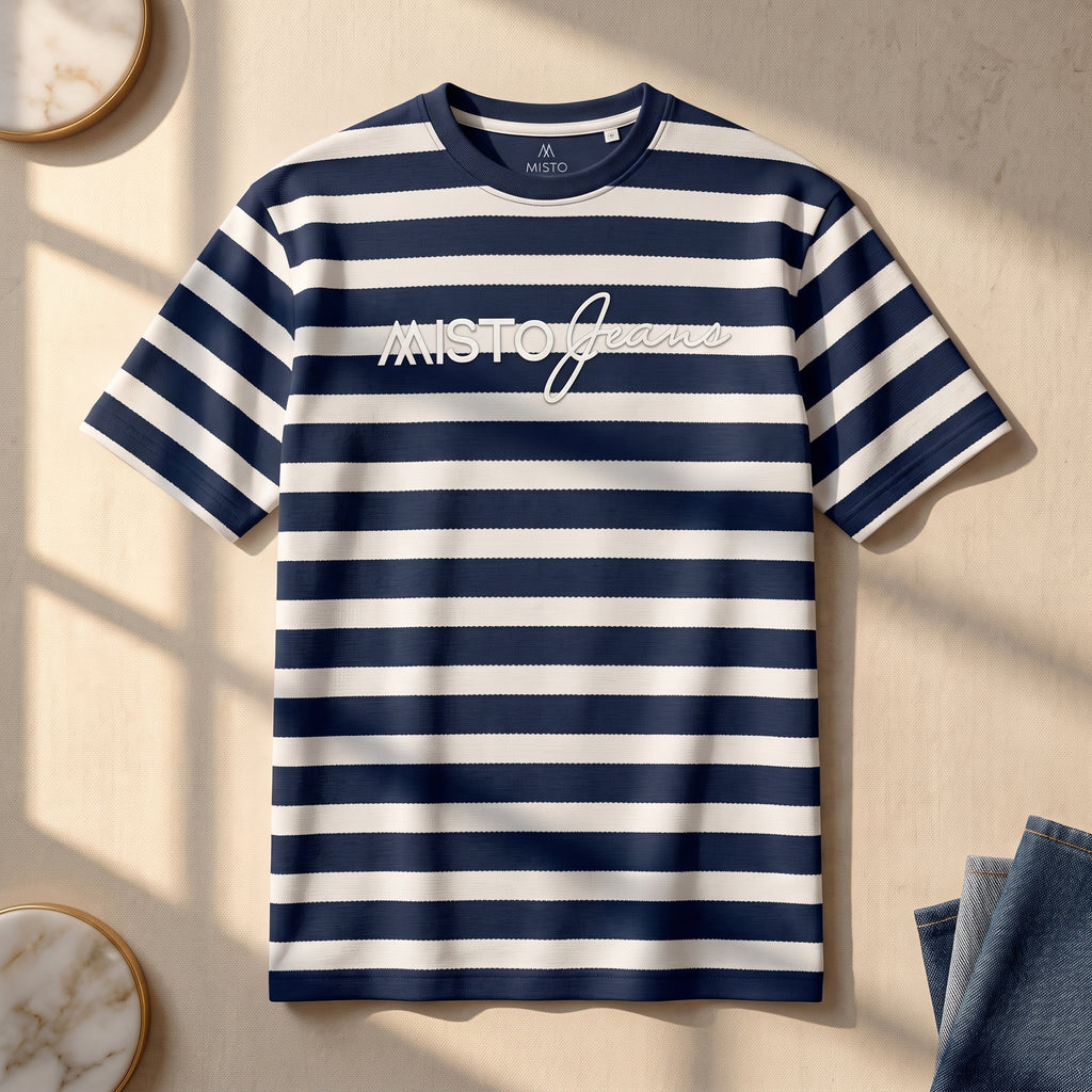 Misto Striped Tee Navy