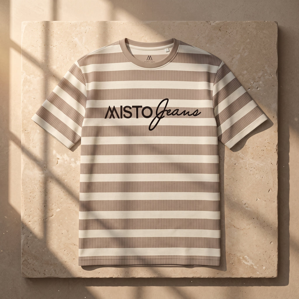 Misto Striped Tee Taupe