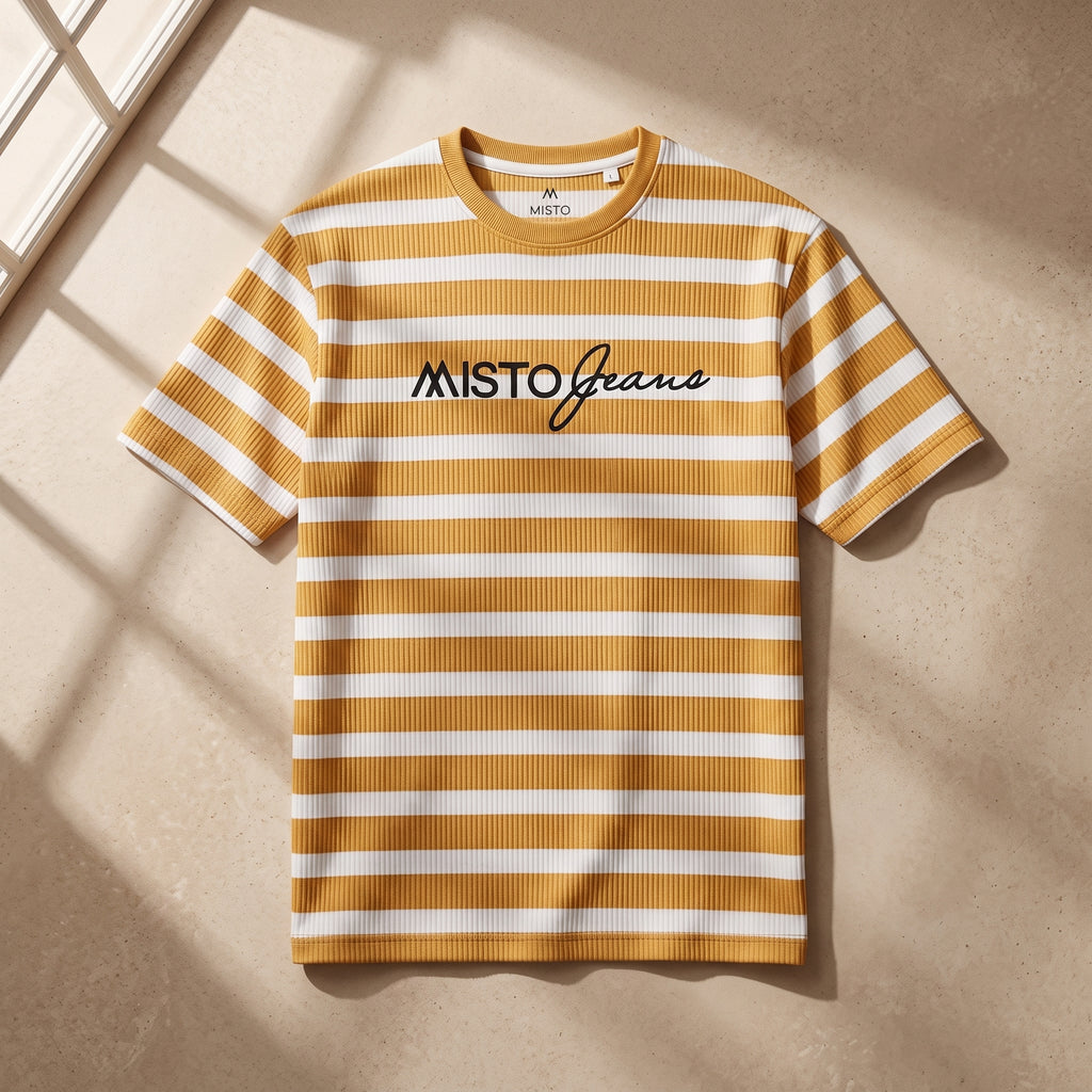 Misto Striped Tee Mustard