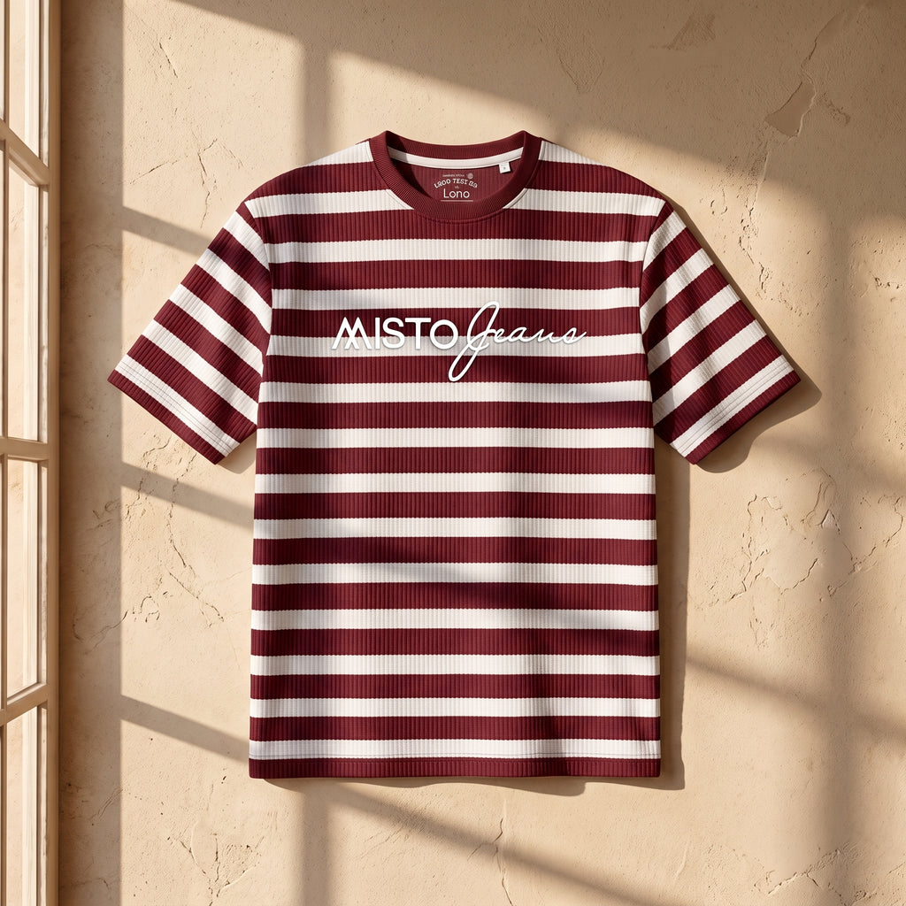 Misto Striped Tee Burgundy