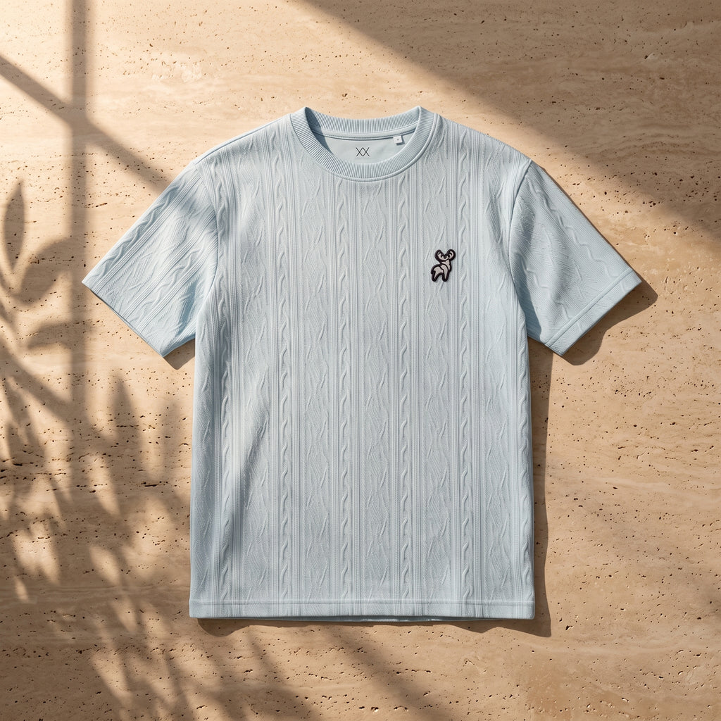 Textured Knit Tee (Sky)