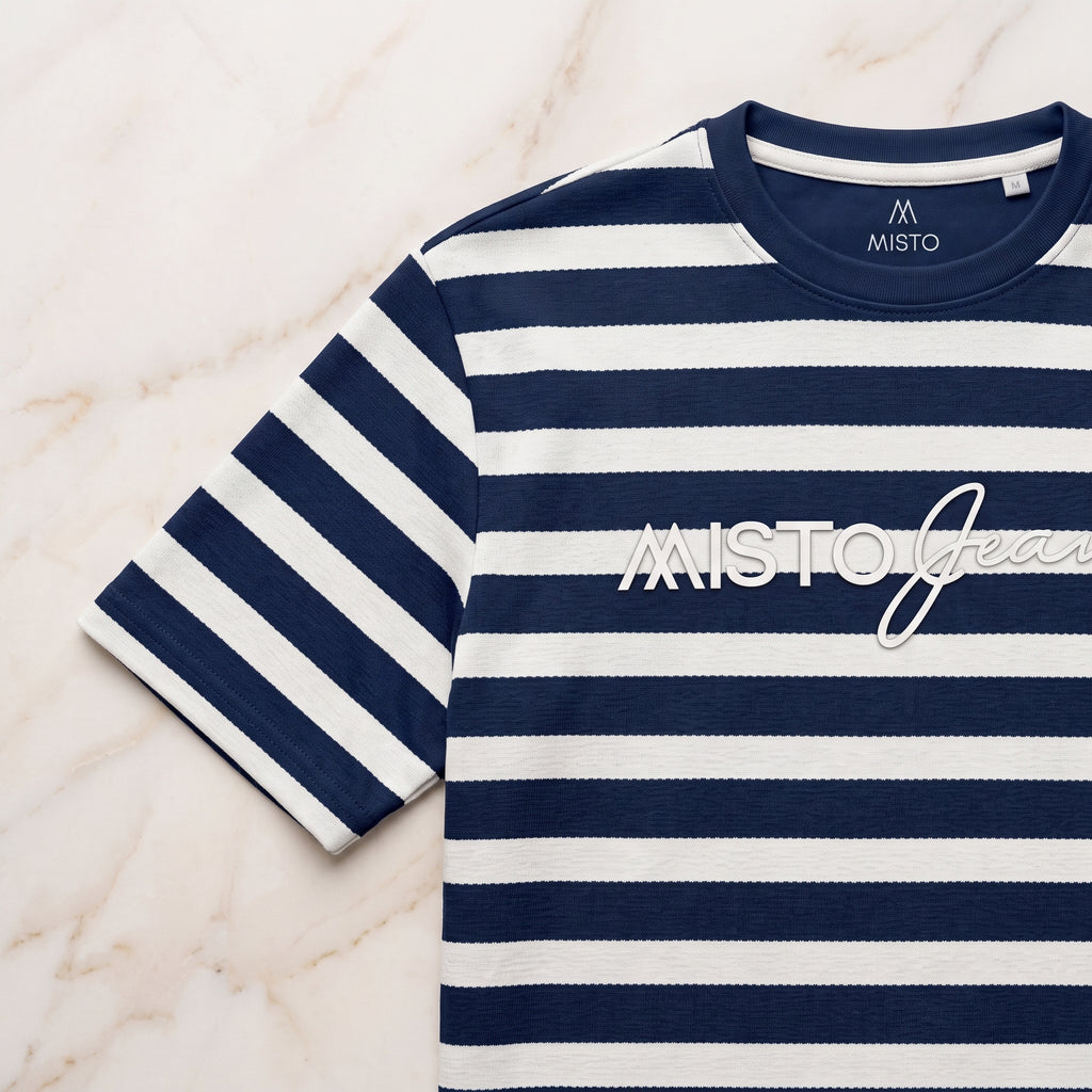 Misto Striped Tee Navy
