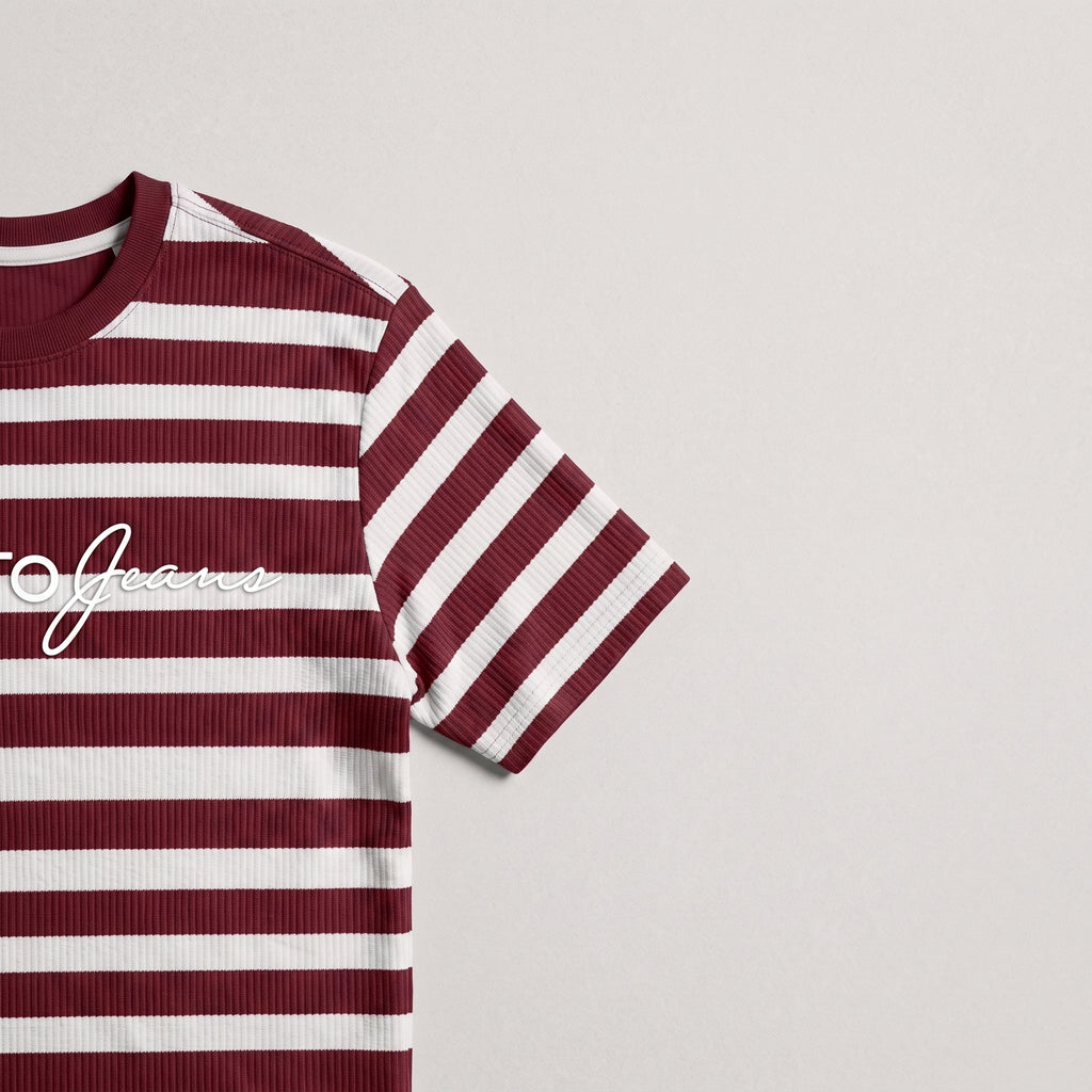 Misto Striped Tee Burgundy